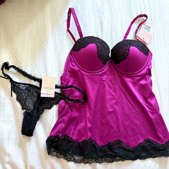 Affinitas intimates Lingerie Set- 32B Sexy Molded Cup Cami + Small Thong NWT - Picture 1 of 5
